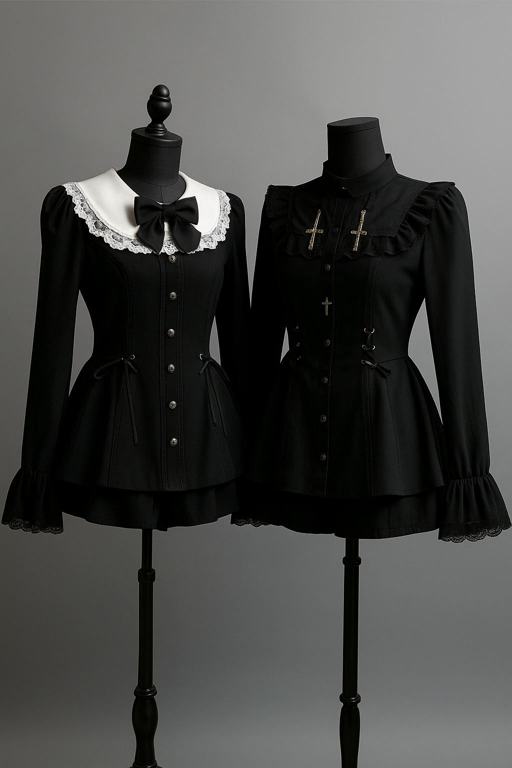 Y2K Gothic Lolita Bow Dress Set – Lace Flare Sleeve Mini Party Outfit