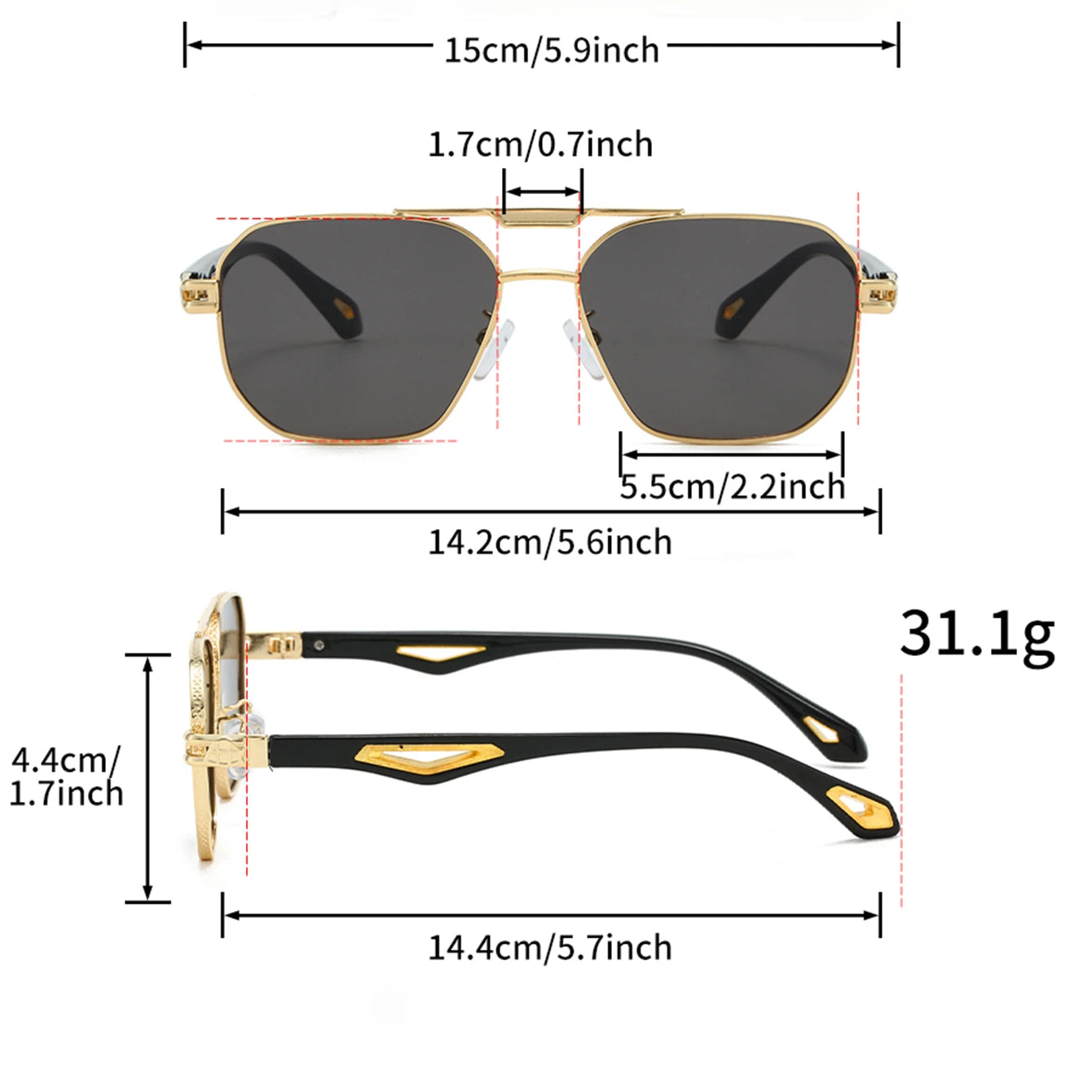 KAMMPT Vintage Square Sunglasses