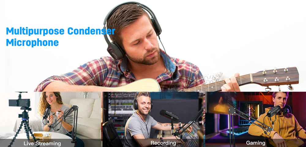 Haomuren USB Podcast Microphone Kit with Boom Arm