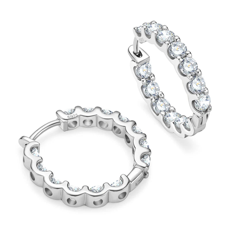 Sparking 925 Silver 3mm Round Moissanite Hoop Stud Earrings For Women Men Couple 14K Gold Plated Wedding Jewelry with GRA Gift