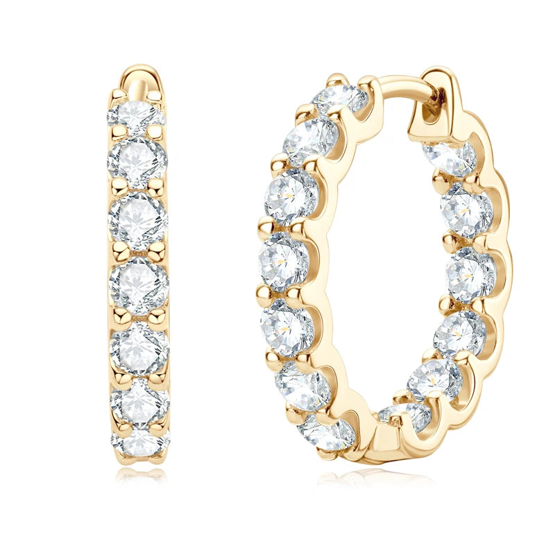Sparking 925 Silver 3mm Round Moissanite Hoop Stud Earrings For Women Men Couple 14K Gold Plated Wedding Jewelry with GRA Gift