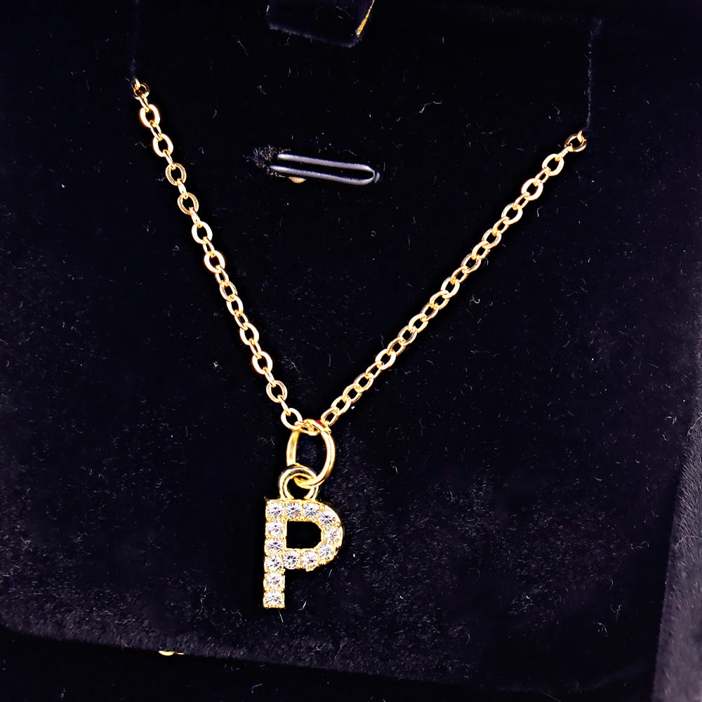 Kpop Shining A-Z Letter Pendant Charm Necklace 26 Initial Alphabet Name Golden Clavicle Chain Party Valentine's Day Jewelry Gift