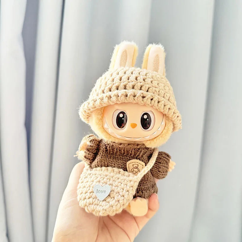 17cm Labubu Plush Doll Pumpkin Outfit – Kawaii Idol Clothes & Accessories
