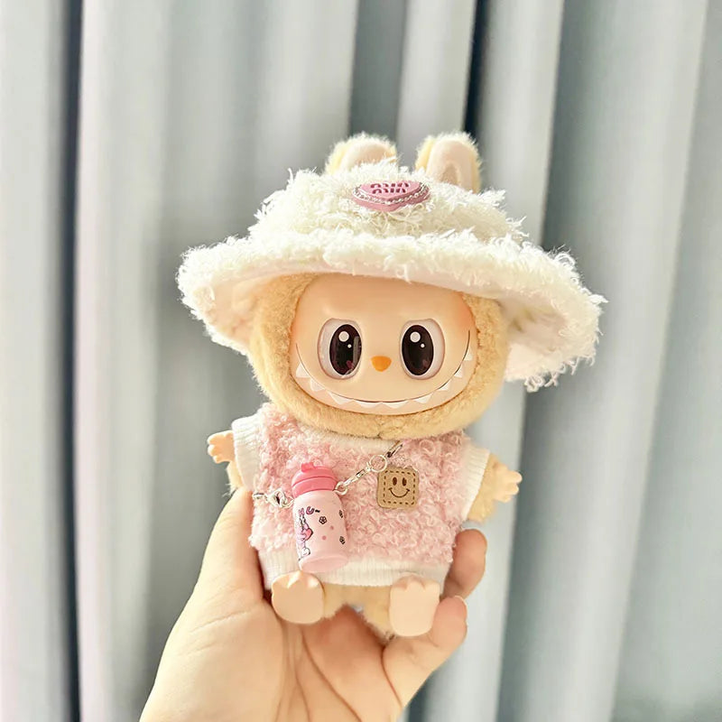 17cm Labubu Plush Doll Pumpkin Outfit – Kawaii Idol Clothes & Accessories