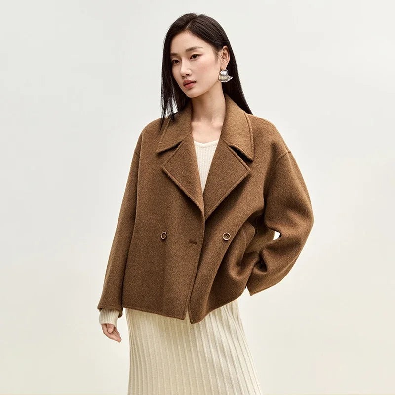 SENTUBILA Women’s Woolen Short Coat – Winter Luxury
