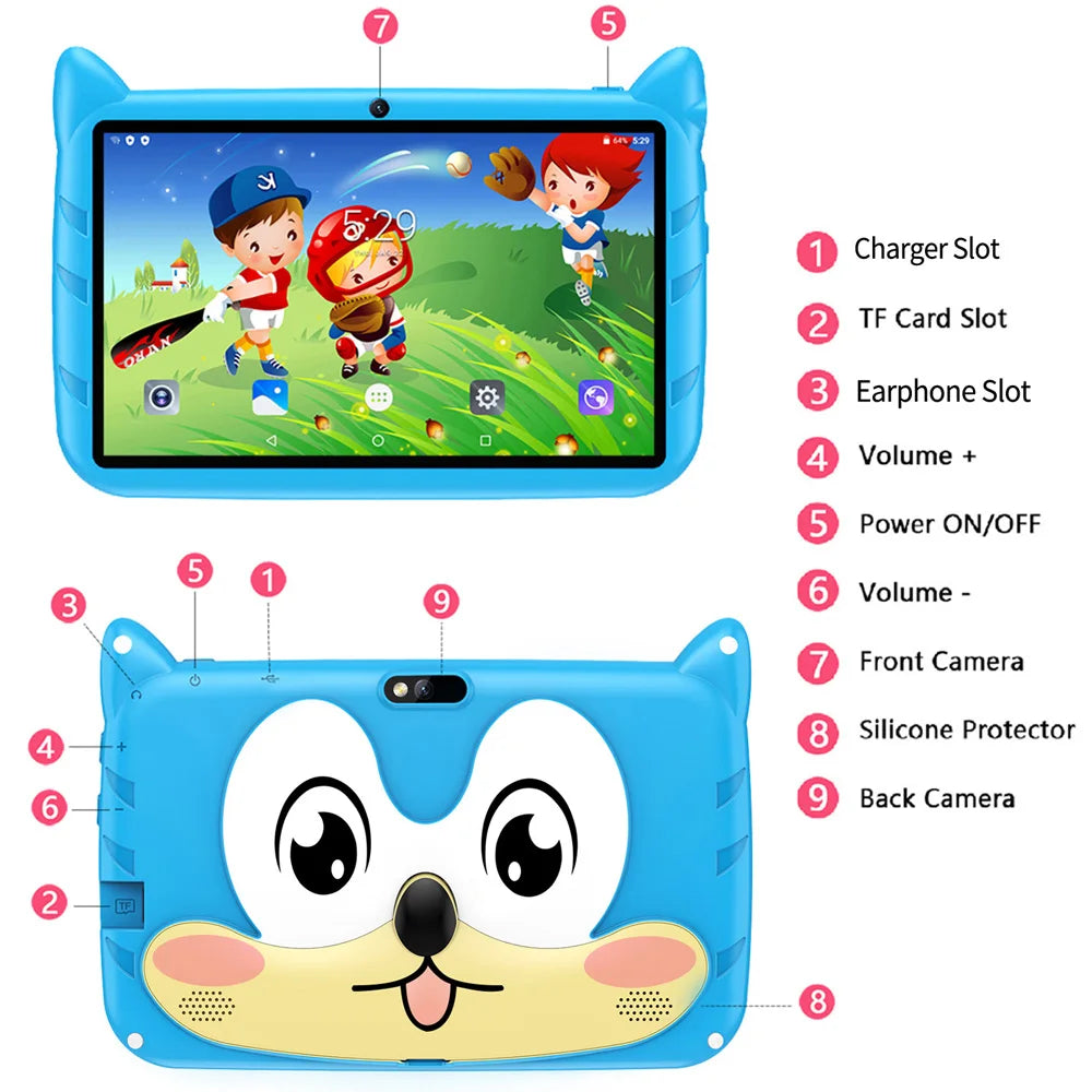 BDF 7" Kids Tablet Android 13 – 4GB+64GB, 5G WiFi, Dual Camera