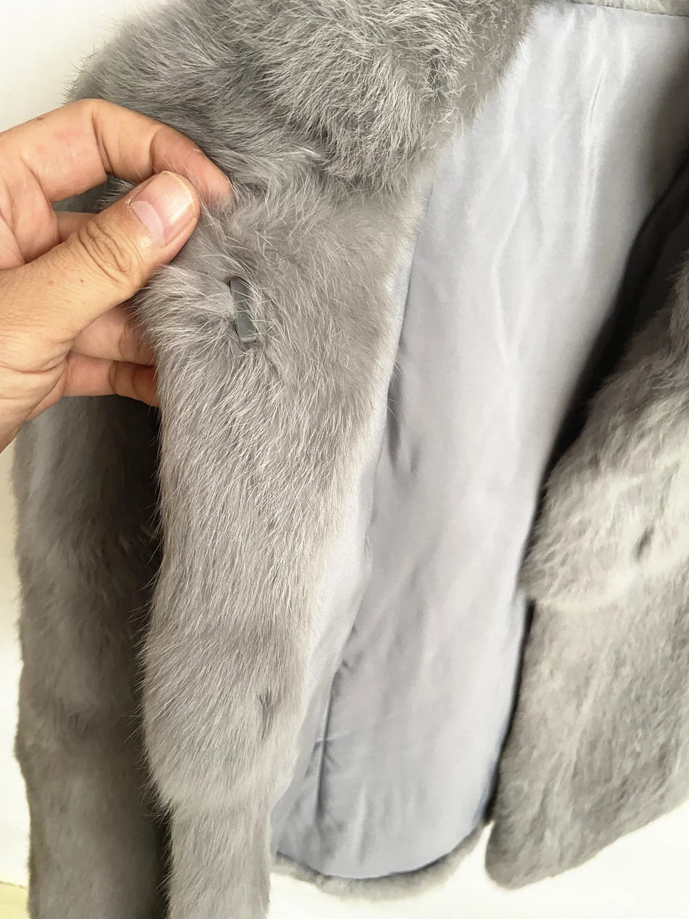 Women’s Black Rabbit Fur & Leather Winter Coat – Elegant Bolero Jacket