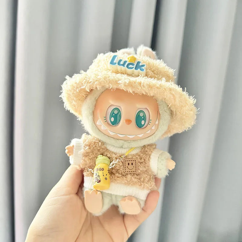 17cm Labubu Plush Doll Pumpkin Outfit – Kawaii Idol Clothes & Accessories