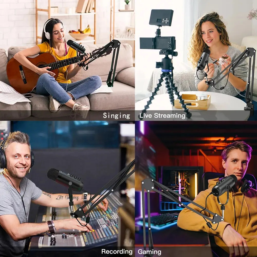 Haomuren USB Podcast Microphone Kit with Boom Arm