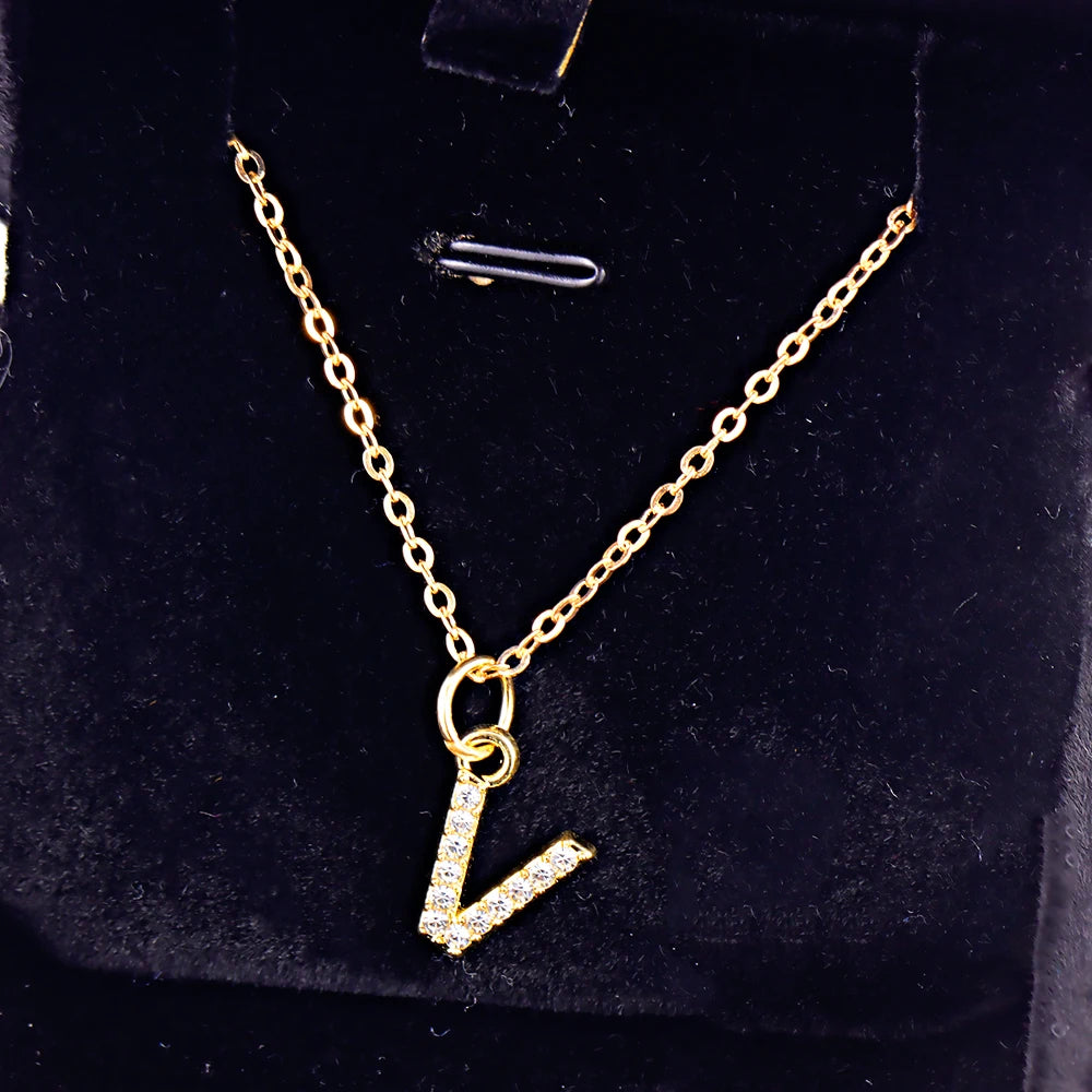 Kpop Shining A-Z Letter Pendant Charm Necklace 26 Initial Alphabet Name Golden Clavicle Chain Party Valentine's Day Jewelry Gift
