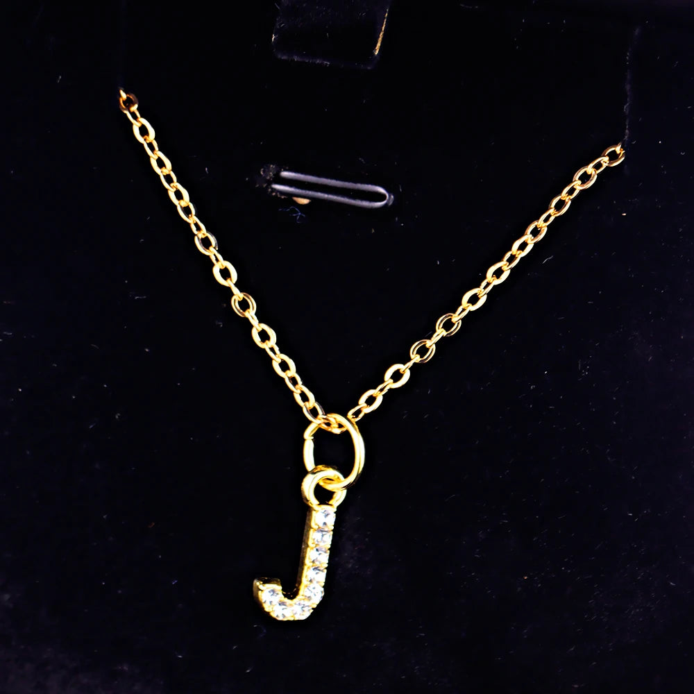 Kpop Shining A-Z Letter Pendant Charm Necklace 26 Initial Alphabet Name Golden Clavicle Chain Party Valentine's Day Jewelry Gift