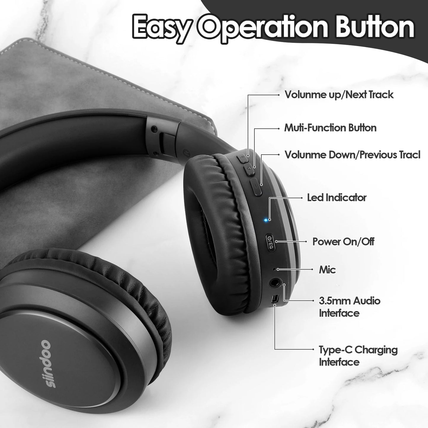Siindoo JH-919 Wireless Bluetooth Headphones