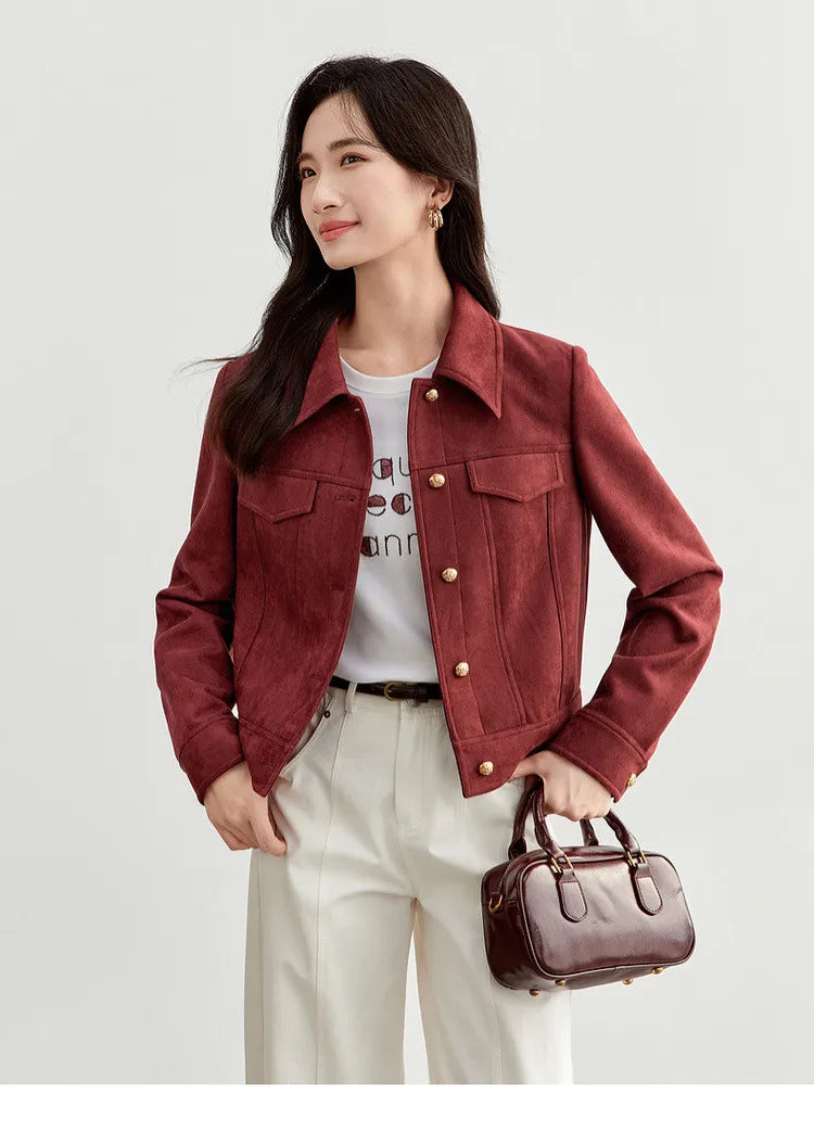 SENTUBILA Women’s Retro Leather Moto Jacket – Vintage Short Winter Coat