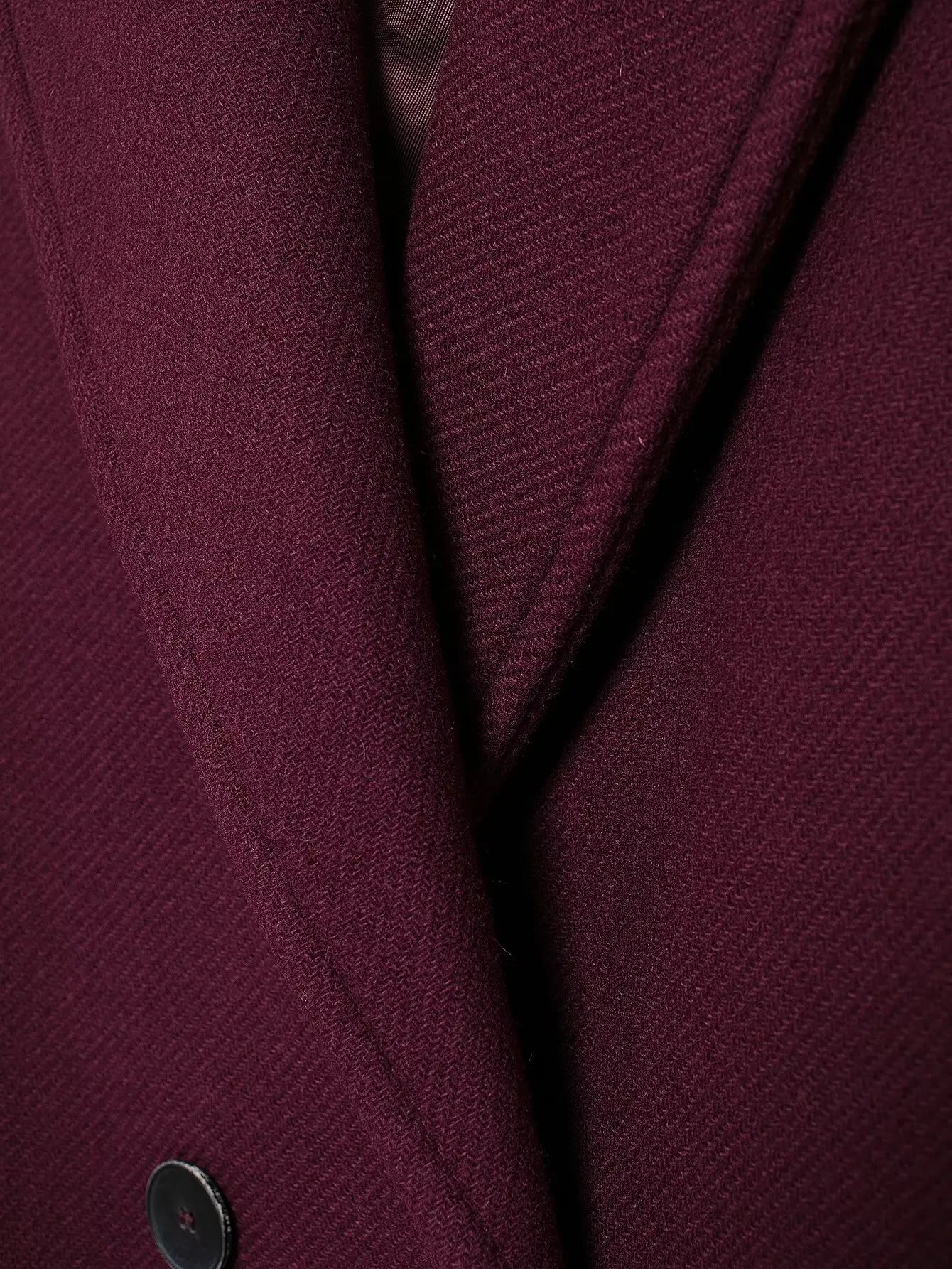 Women's Burgundy Wool Blend Double-Breasted Coat