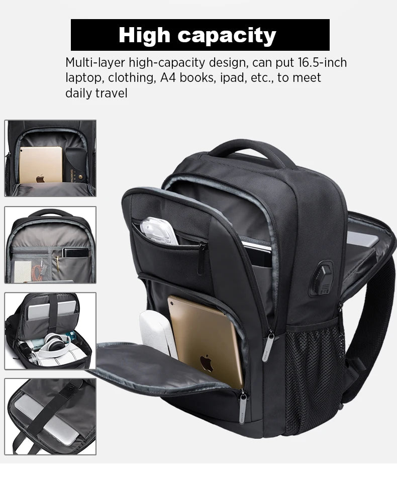 BANGE Waterproof School Laptop Backpack with USB Charging