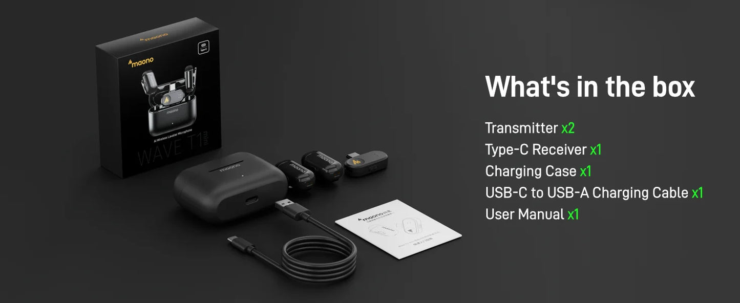 MAONO T1 Mini Wireless Lapel Mic for Phones