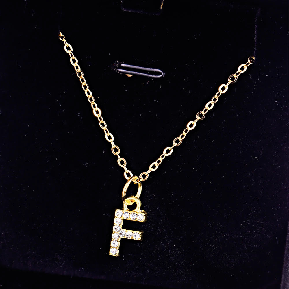 Kpop Shining A-Z Letter Pendant Charm Necklace 26 Initial Alphabet Name Golden Clavicle Chain Party Valentine's Day Jewelry Gift