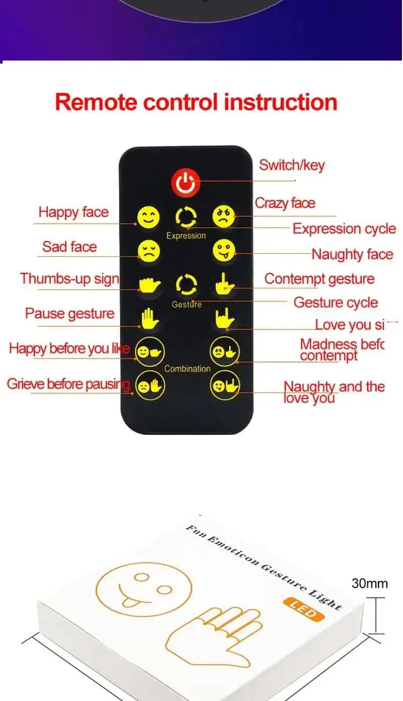 Fun Emoticon LED Hand Gesture Sign Warning Brake Light