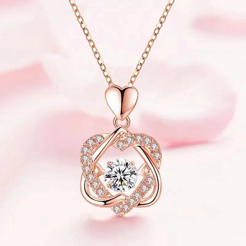 Heart Necklaces With Creative Rose Gift Box For Women Girlfriend 2024 Valentine Day Present Fashion Wedding Romantic Jewelry