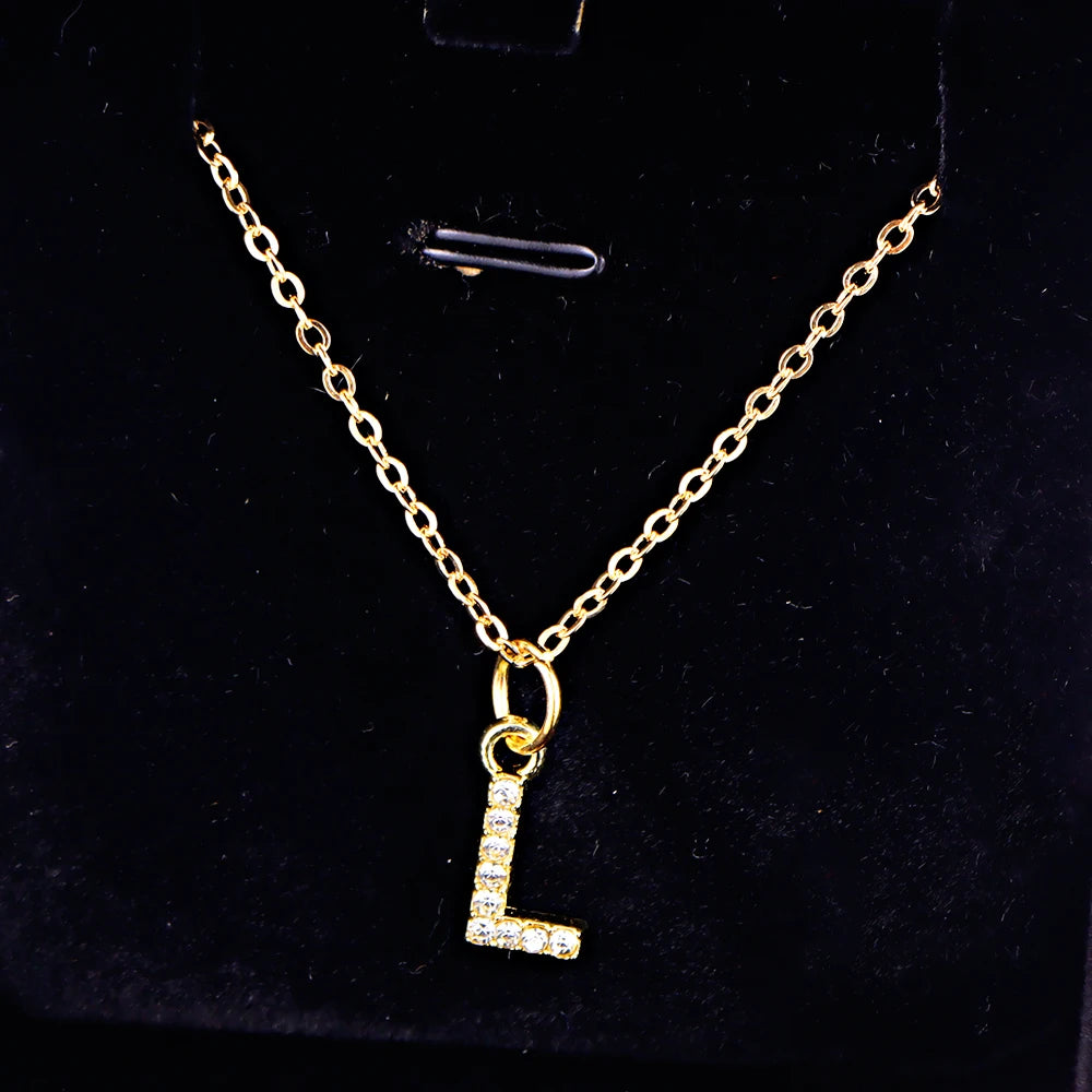 Kpop Shining A-Z Letter Pendant Charm Necklace 26 Initial Alphabet Name Golden Clavicle Chain Party Valentine's Day Jewelry Gift