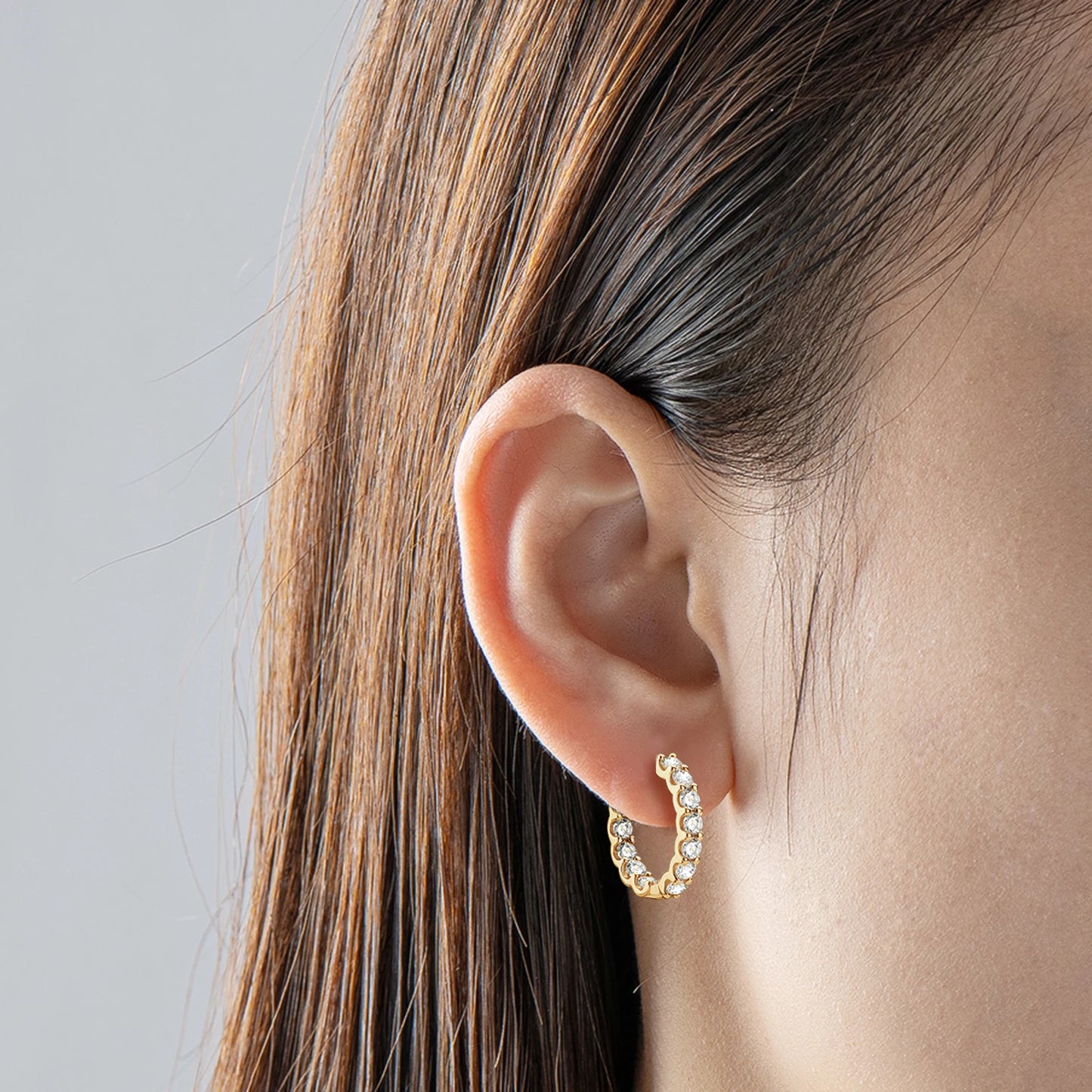 Sparking 925 Silver 3mm Round Moissanite Hoop Stud Earrings For Women Men Couple 14K Gold Plated Wedding Jewelry with GRA Gift