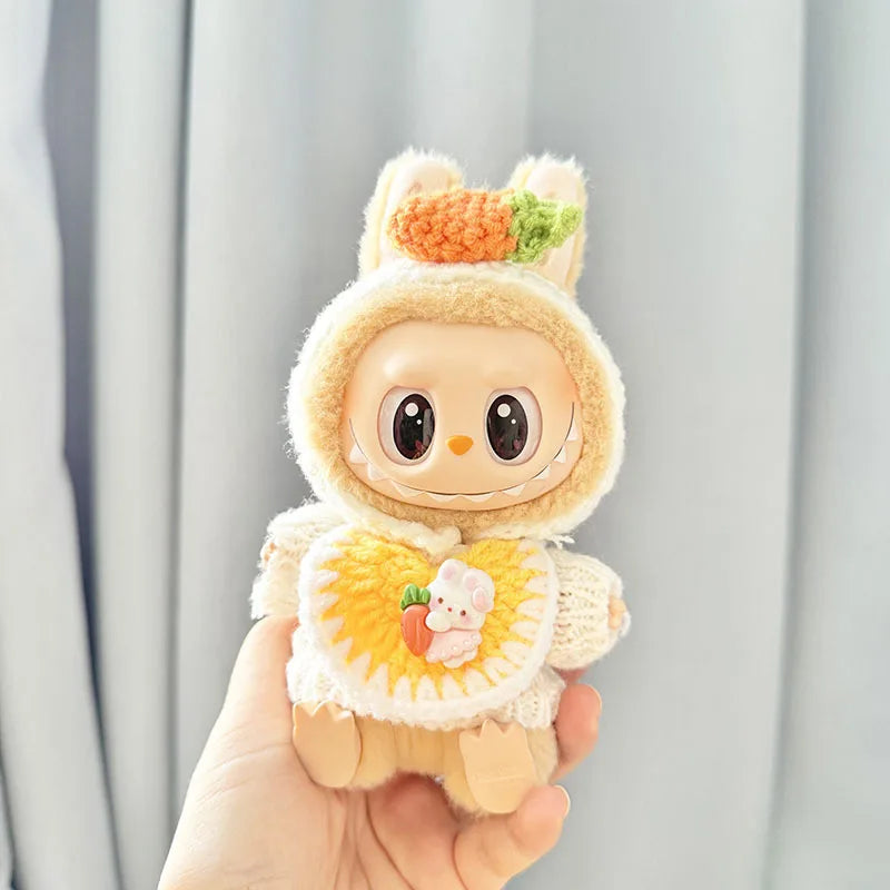 17cm Labubu Plush Doll Pumpkin Outfit – Kawaii Idol Clothes & Accessories
