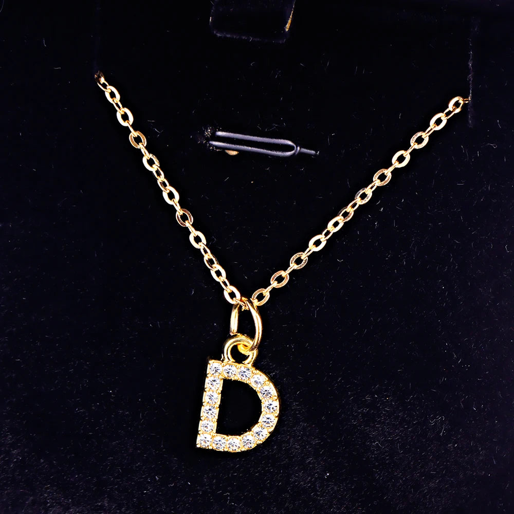 Kpop Shining A-Z Letter Pendant Charm Necklace 26 Initial Alphabet Name Golden Clavicle Chain Party Valentine's Day Jewelry Gift