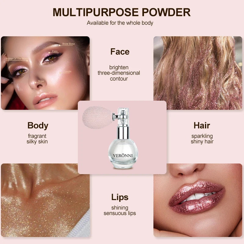 Glow Shimmer Powder | Glitter Highlighter for Face, Eyes & Body
