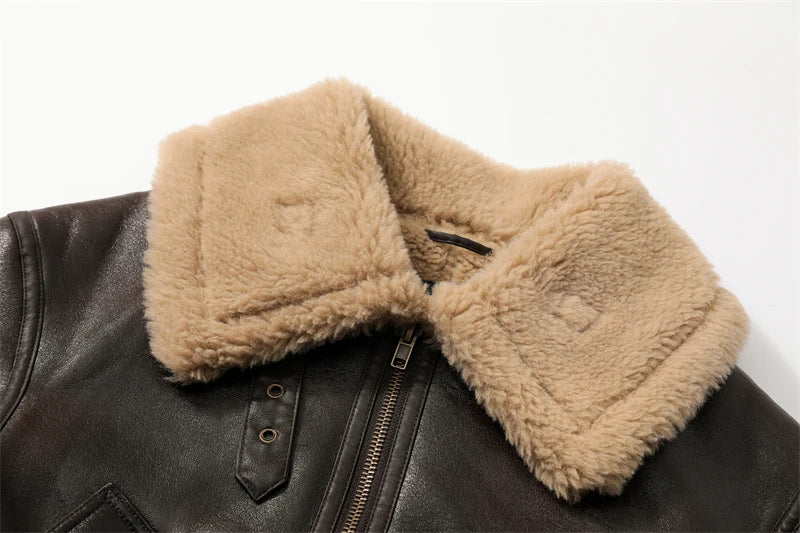 Women’s Double-Sided Warm Short Jacket – Brown Autumn/Winter Coat