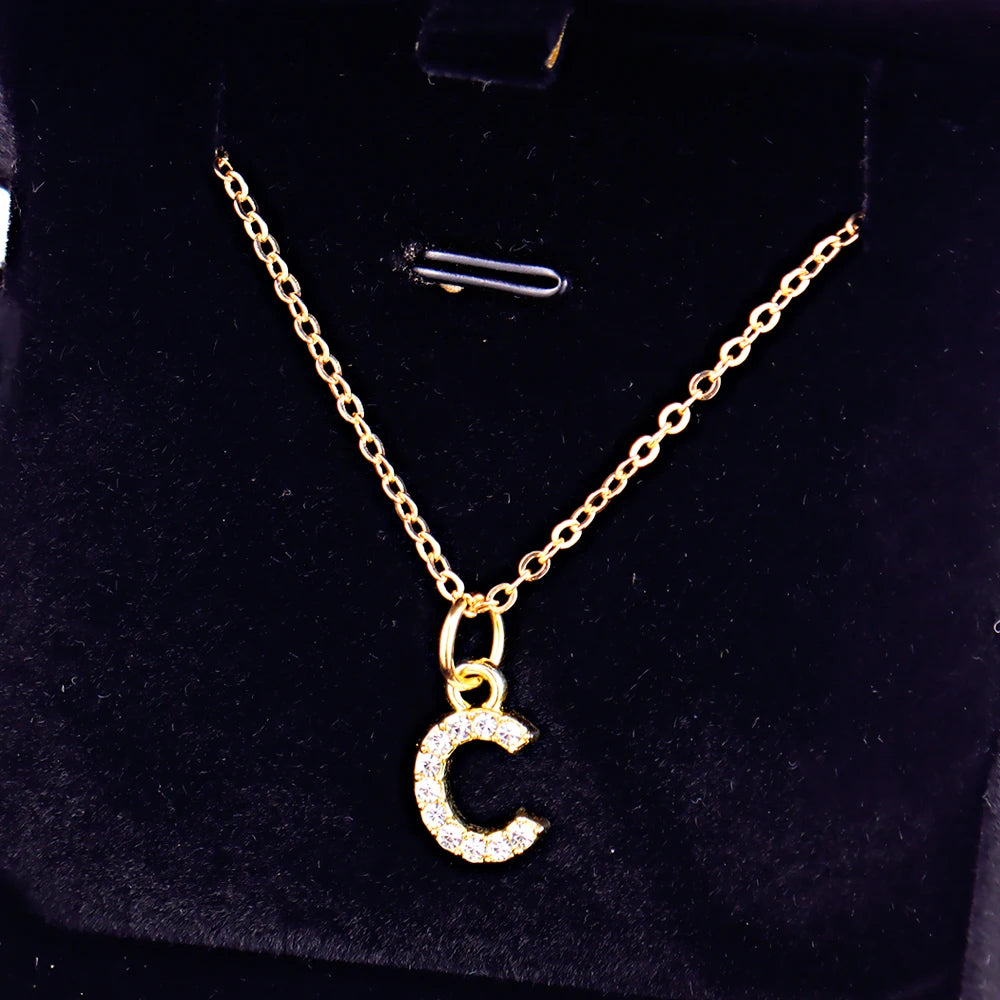 Kpop Shining A-Z Letter Pendant Charm Necklace 26 Initial Alphabet Name Golden Clavicle Chain Party Valentine's Day Jewelry Gift