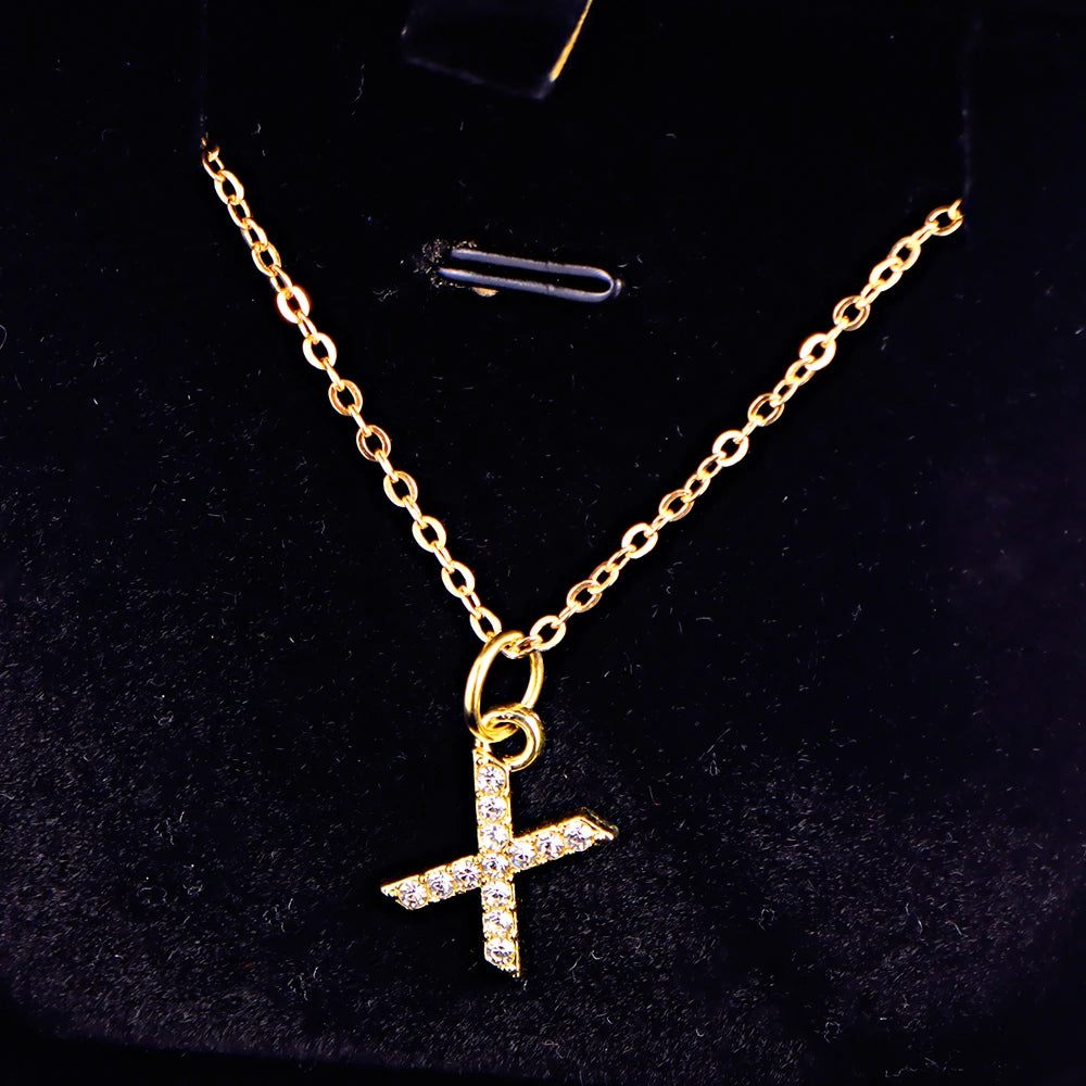 Kpop Shining A-Z Letter Pendant Charm Necklace 26 Initial Alphabet Name Golden Clavicle Chain Party Valentine's Day Jewelry Gift