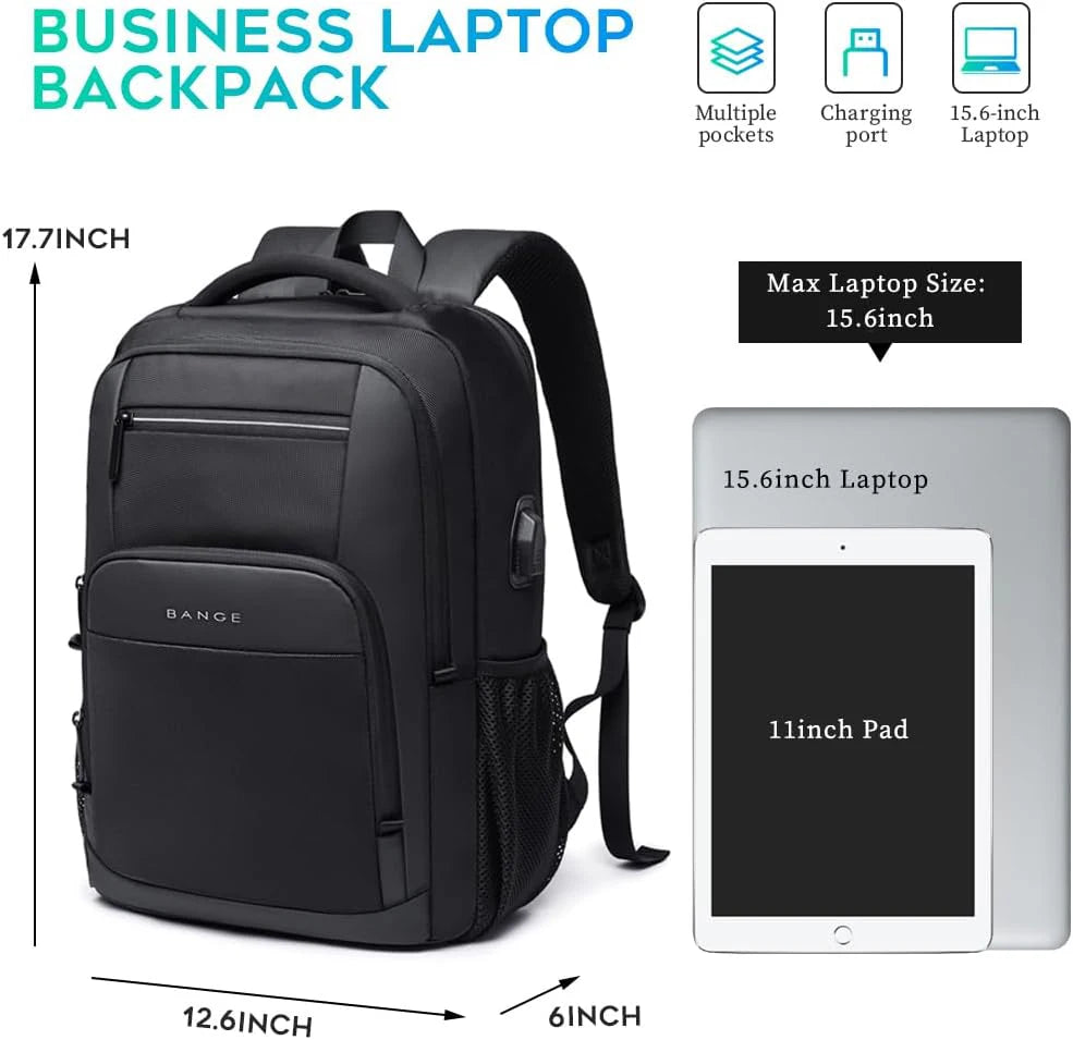 BANGE Waterproof School Laptop Backpack with USB Charging
