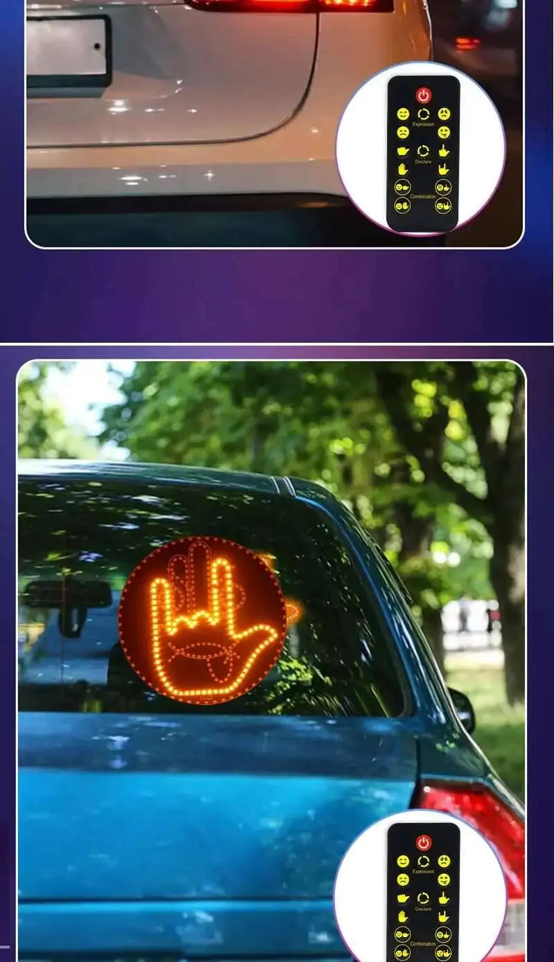 Fun Emoticon LED Hand Gesture Sign Warning Brake Light