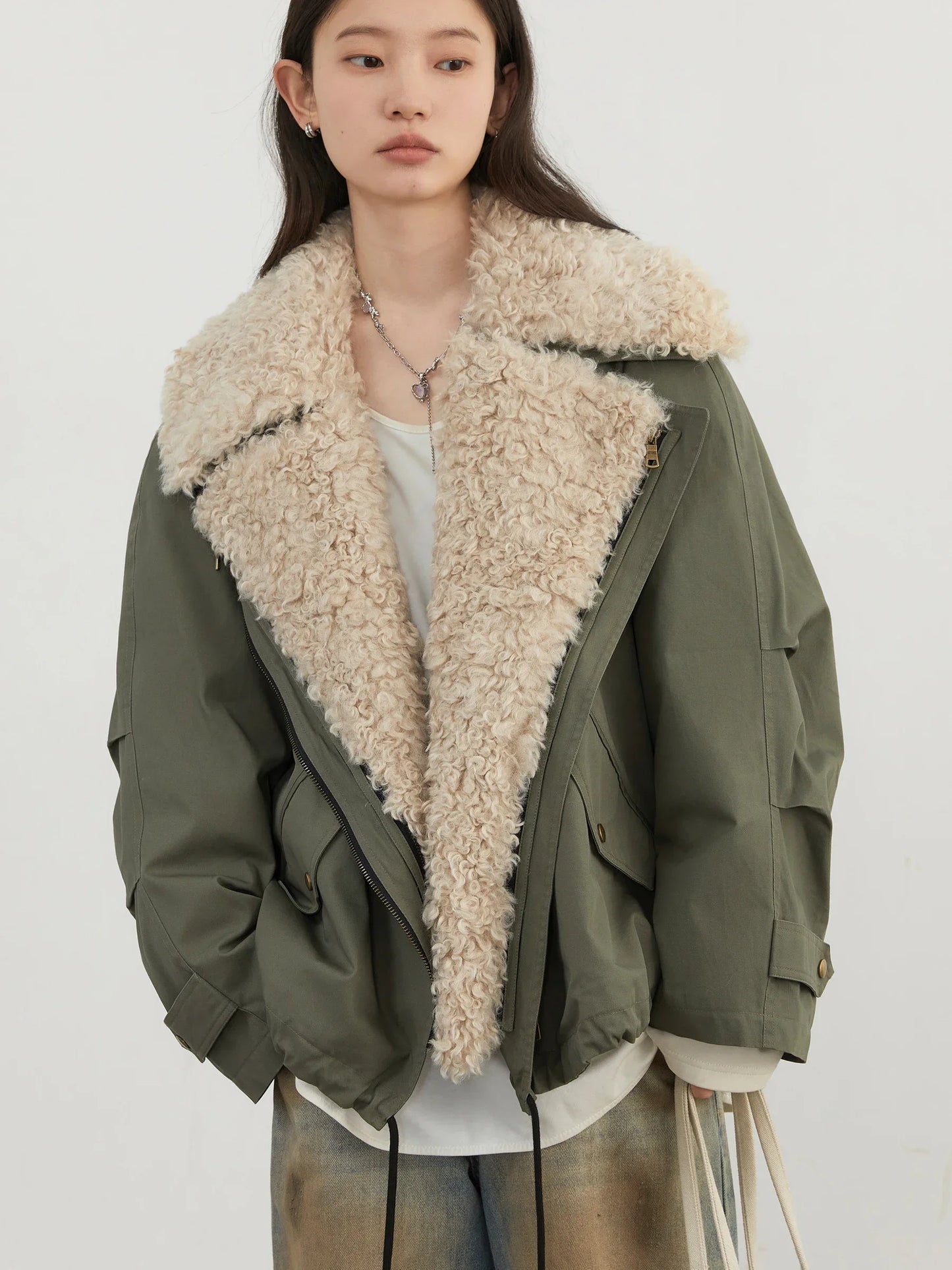Women’s Retro Motorcycle Cotton Jacket – Casual Warm Winter Coat