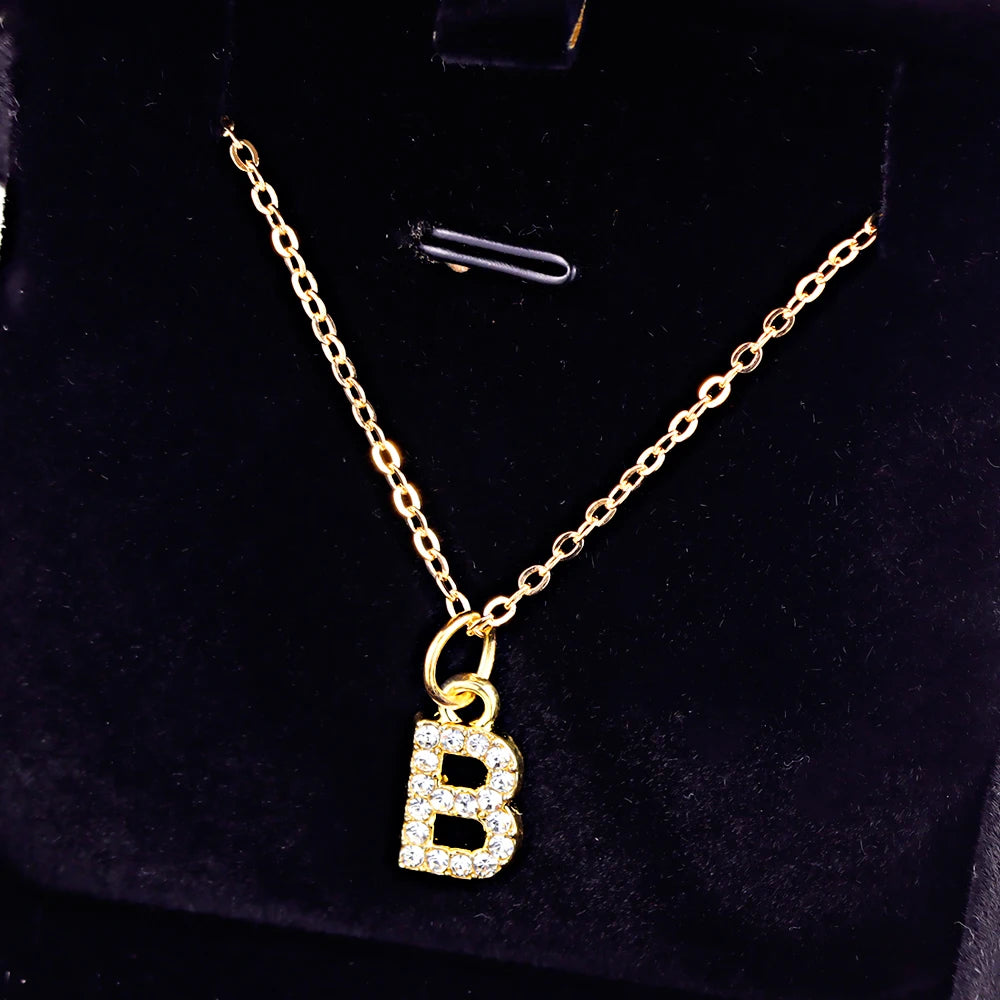 Kpop Shining A-Z Letter Pendant Charm Necklace 26 Initial Alphabet Name Golden Clavicle Chain Party Valentine's Day Jewelry Gift