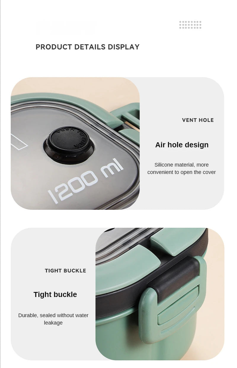 1200ML 2-Layer Bento Box – Leakproof & Portable