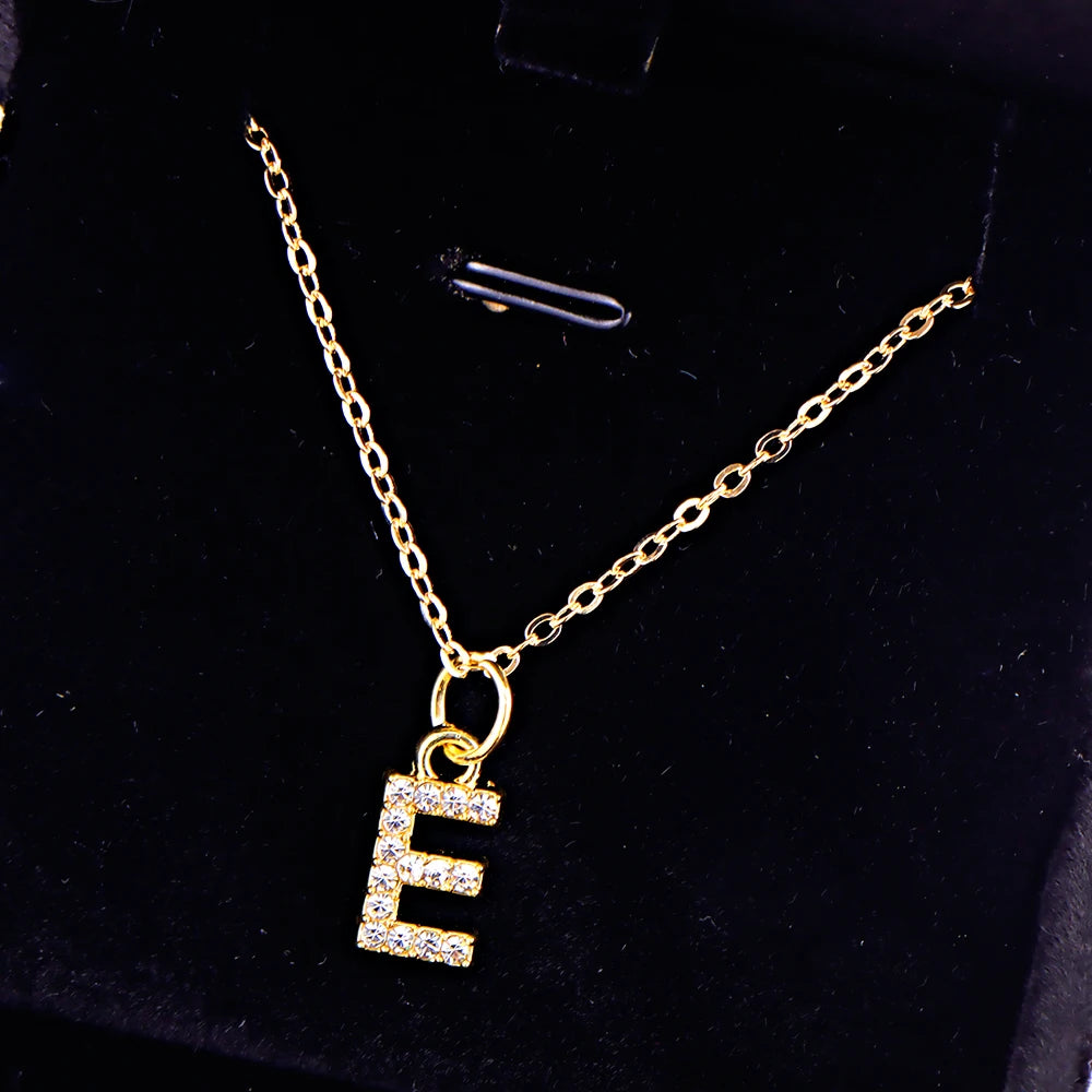 Kpop Shining A-Z Letter Pendant Charm Necklace 26 Initial Alphabet Name Golden Clavicle Chain Party Valentine's Day Jewelry Gift