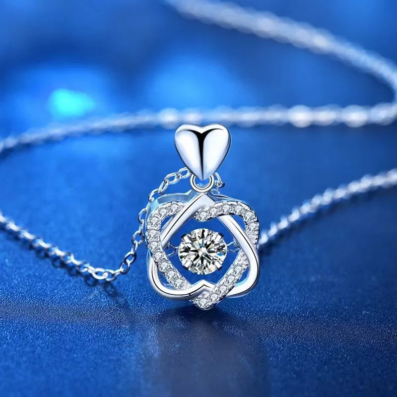 Heart Necklaces With Creative Rose Gift Box For Women Girlfriend 2024 Valentine Day Present Fashion Wedding Romantic Jewelry