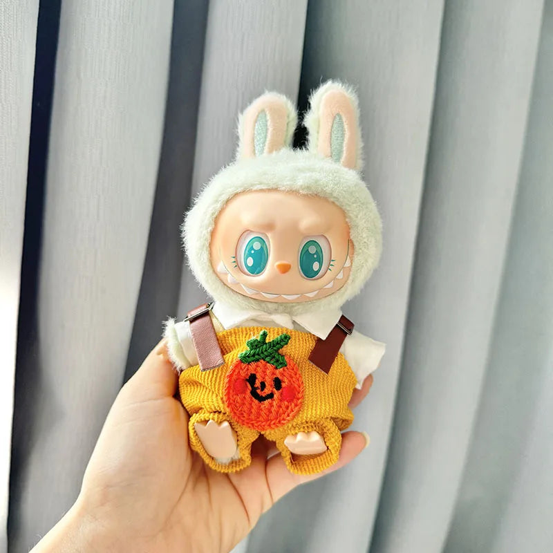 17cm Labubu Plush Doll Pumpkin Outfit – Kawaii Idol Clothes & Accessories