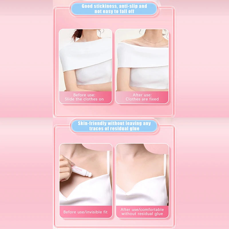 10g Anti-Slip Glue Roll On Skin Adhesive For Clothing Dress Body Skin Anti-exposure Bra Non-slip Fixed