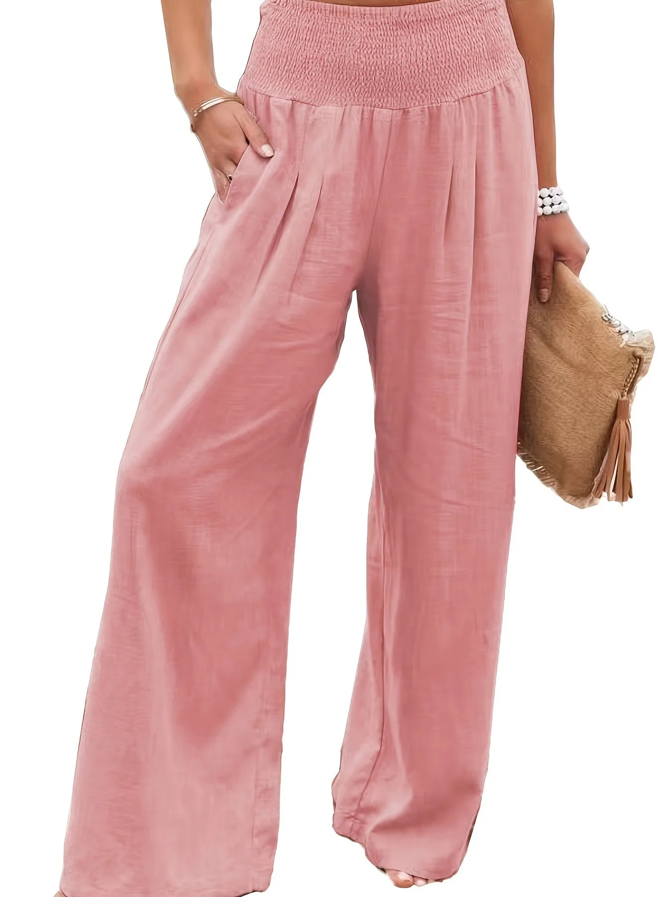 Women’s Wide-Leg Drawstring Pants – Casual Beachwear