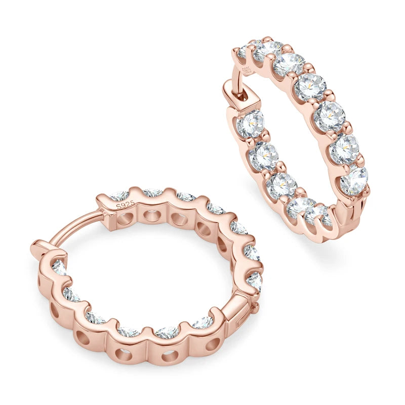 Sparking 925 Silver 3mm Round Moissanite Hoop Stud Earrings For Women Men Couple 14K Gold Plated Wedding Jewelry with GRA Gift