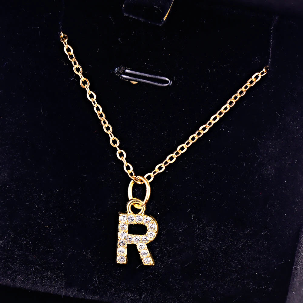 Kpop Shining A-Z Letter Pendant Charm Necklace 26 Initial Alphabet Name Golden Clavicle Chain Party Valentine's Day Jewelry Gift