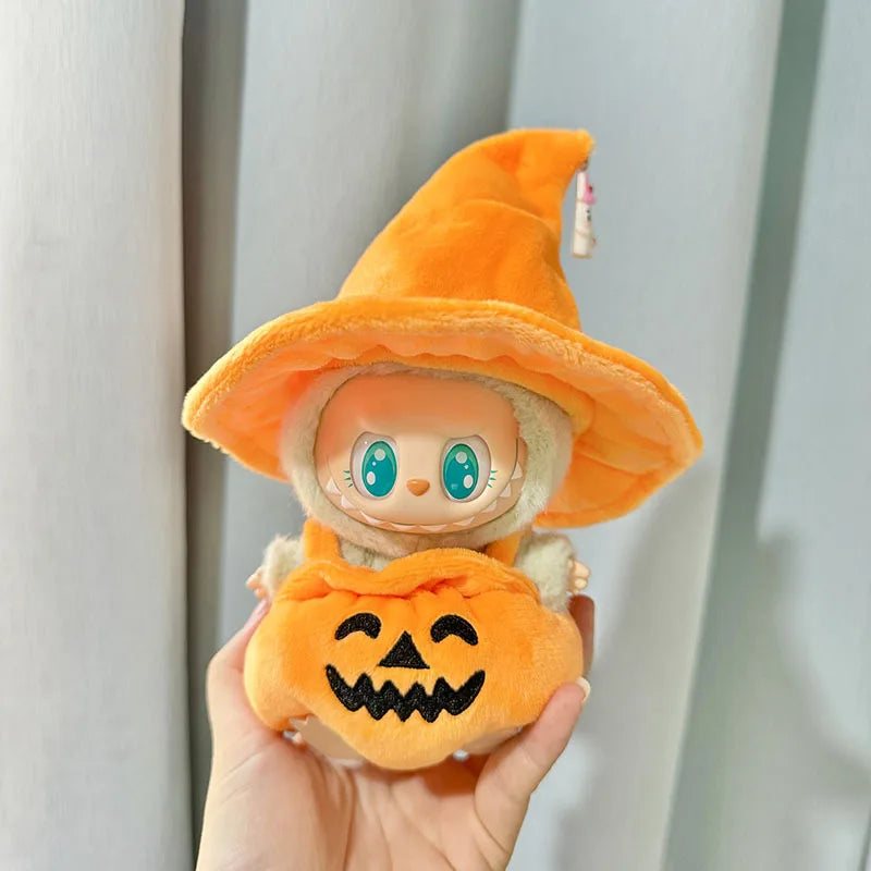 17cm Labubu Plush Doll Pumpkin Outfit – Kawaii Idol Clothes & Accessories