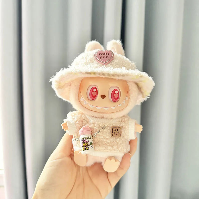 17cm Labubu Plush Doll Pumpkin Outfit – Kawaii Idol Clothes & Accessories