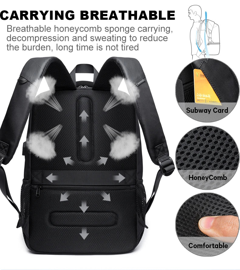 BANGE Waterproof School Laptop Backpack with USB Charging