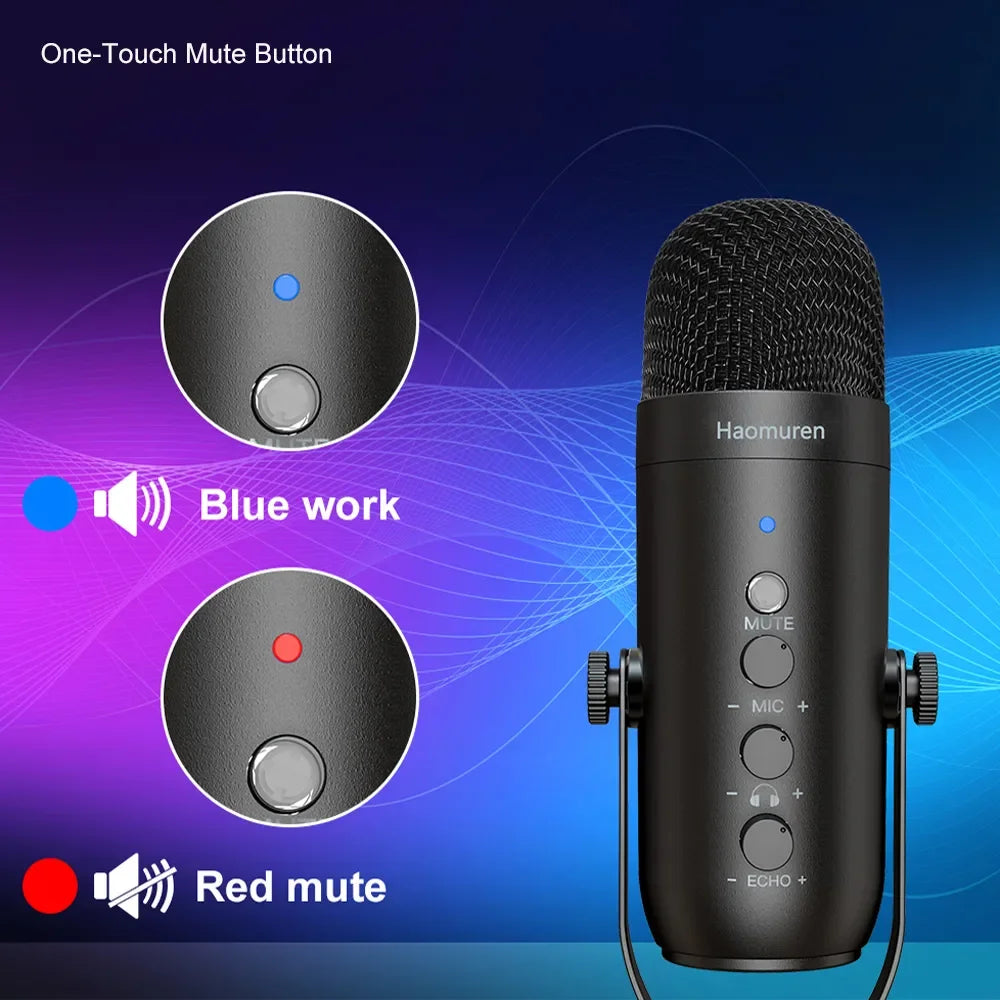 Haomuren USB Podcast Microphone Kit with Boom Arm