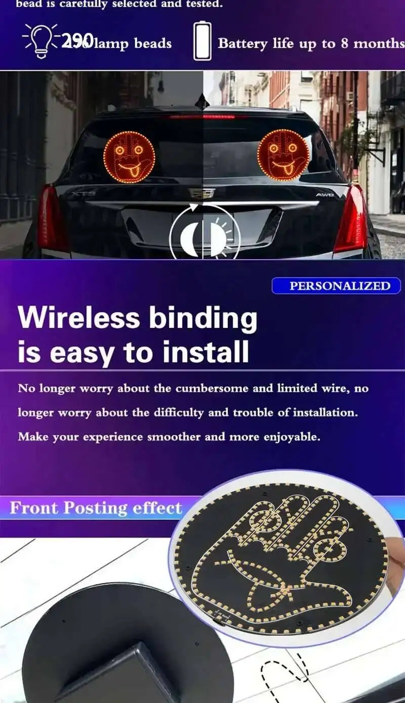 Fun Emoticon LED Hand Gesture Sign Warning Brake Light