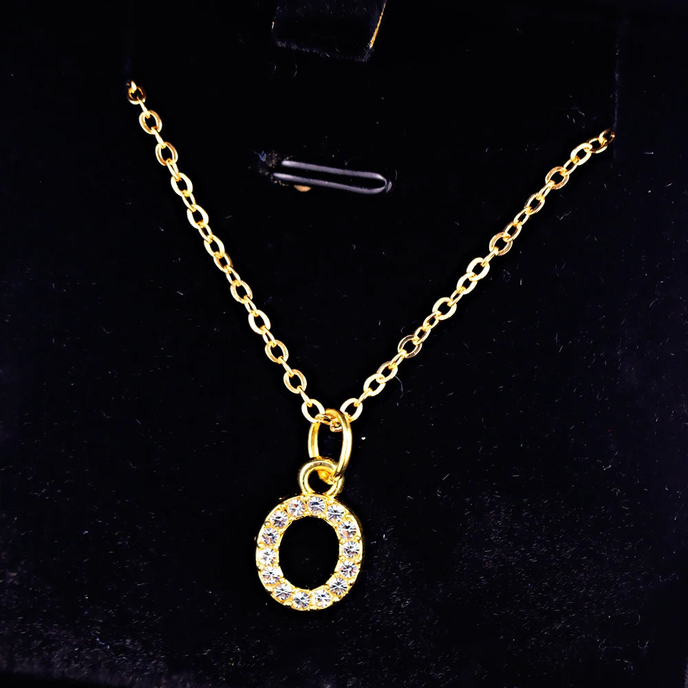 Kpop Shining A-Z Letter Pendant Charm Necklace 26 Initial Alphabet Name Golden Clavicle Chain Party Valentine's Day Jewelry Gift