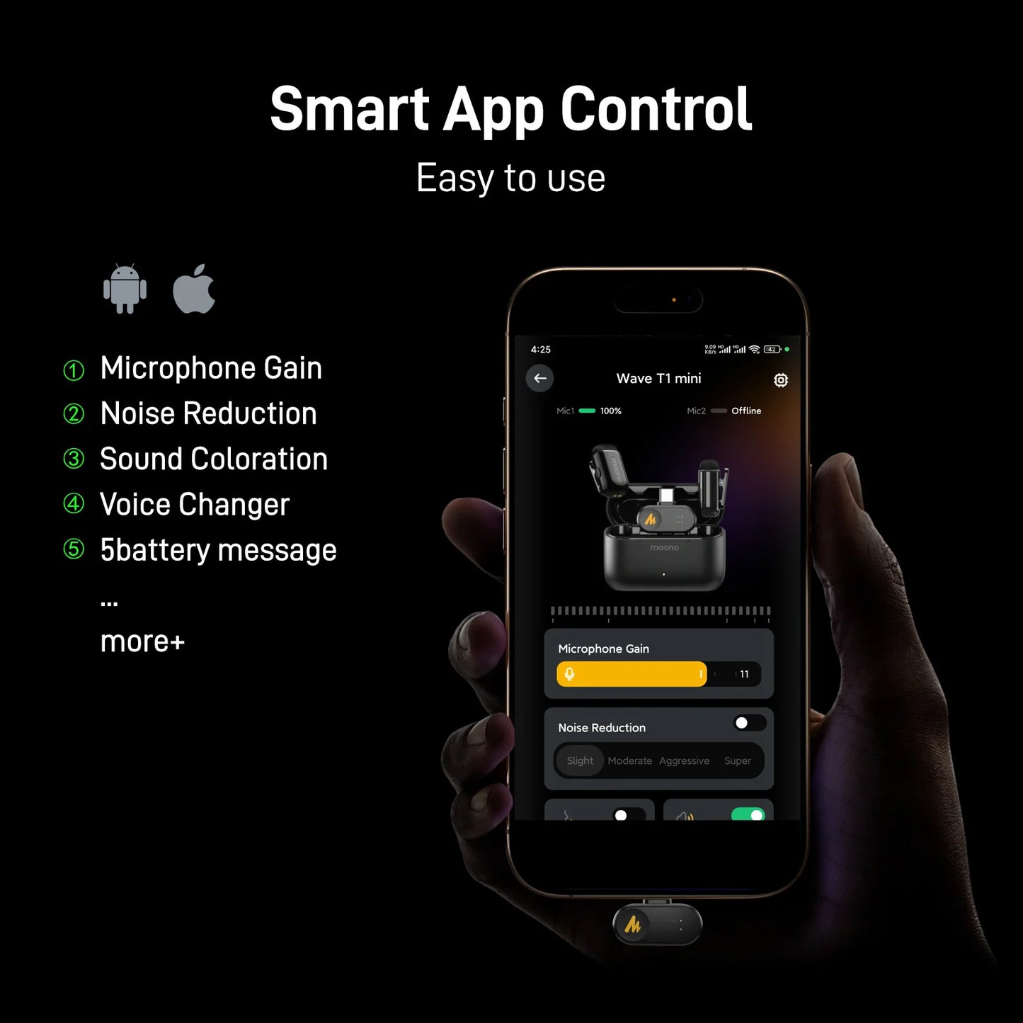 MAONO T1 Mini Wireless Lapel Mic for Phones